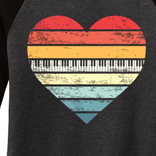 Pianist Gifts Retro Sunset Piano Keyboard Player Teacher Women's Tri-Blend 3/4-Sleeve Raglan Shirt