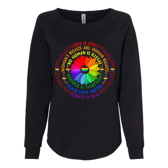 Pride Gay Rainbow Human LGBT Month Sunflower Womens California Wash Sweatshirt