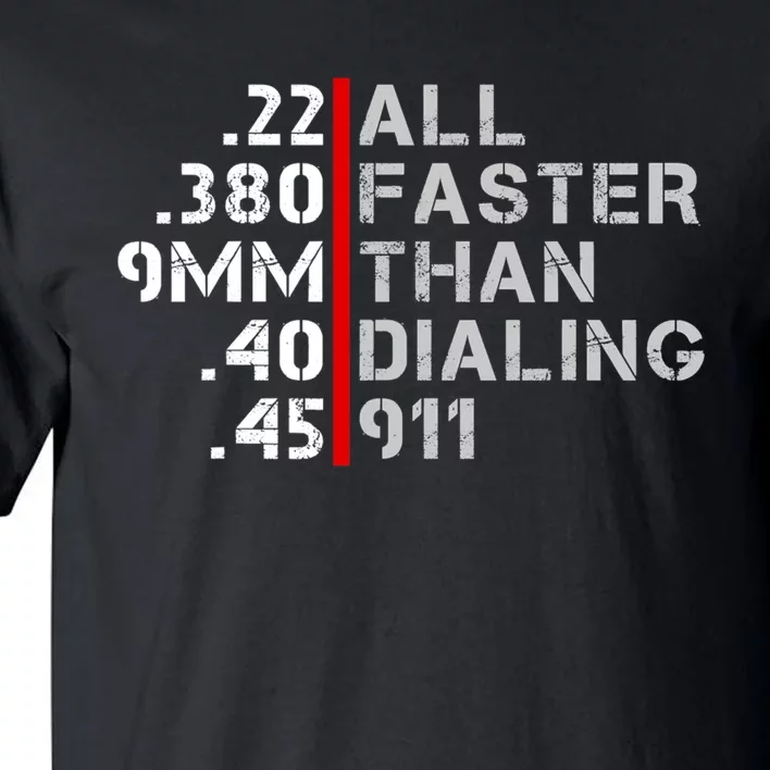 Pro Gun Rights Faster Than Dialing 911 Gun Lovers Tall T-Shirt