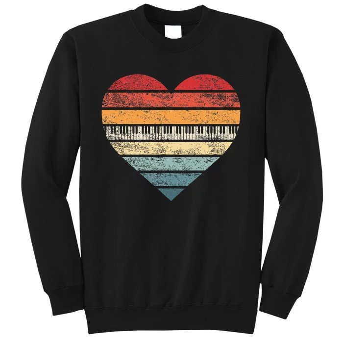 Pianist Gifts Retro Sunset Piano Keyboard Player Teacher Tall Sweatshirt