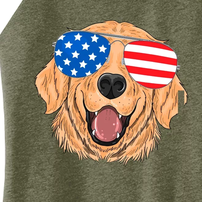 Patriotic Golden Retriever Dog 4th Of July Gift Women’s Perfect Tri Rocker Tank