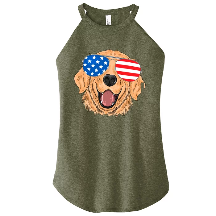 Patriotic Golden Retriever Dog 4th Of July Gift Women’s Perfect Tri Rocker Tank