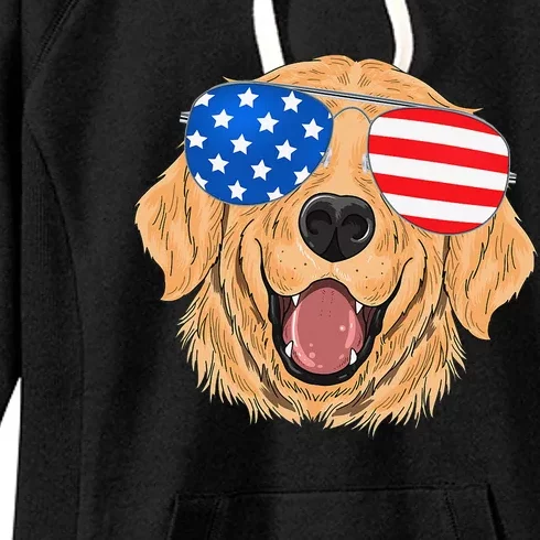 Patriotic Golden Retriever Dog 4th of july Gift Women's Fleece Hoodie