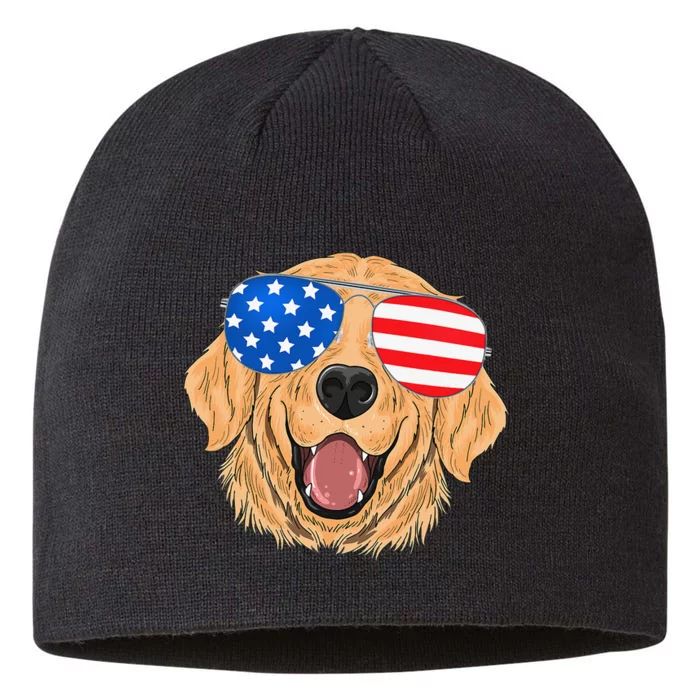 Patriotic Golden Retriever Dog 4th of july Gift 8 1/2in Sustainable Knit Beanie