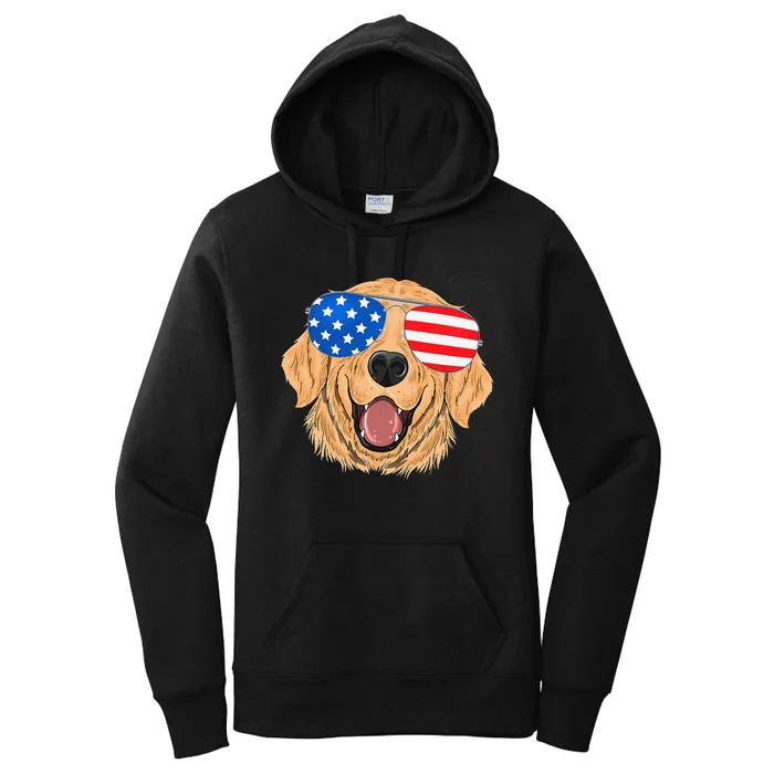 Patriotic Golden Retriever Dog 4th of july Gift Women's Pullover Hoodie