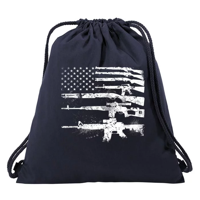 Patriotic Gun Rights 2nd Adt Ar15 American Flag Funny Gift Drawstring Bag