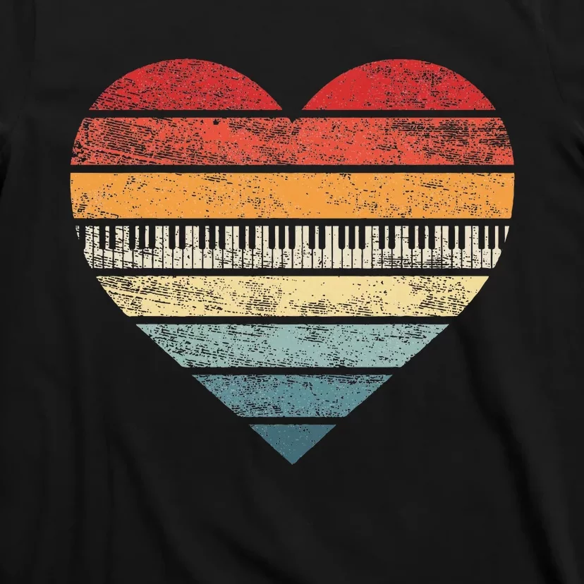 Pianist Gifts Retro Sunset Piano Keyboard Player T-Shirt