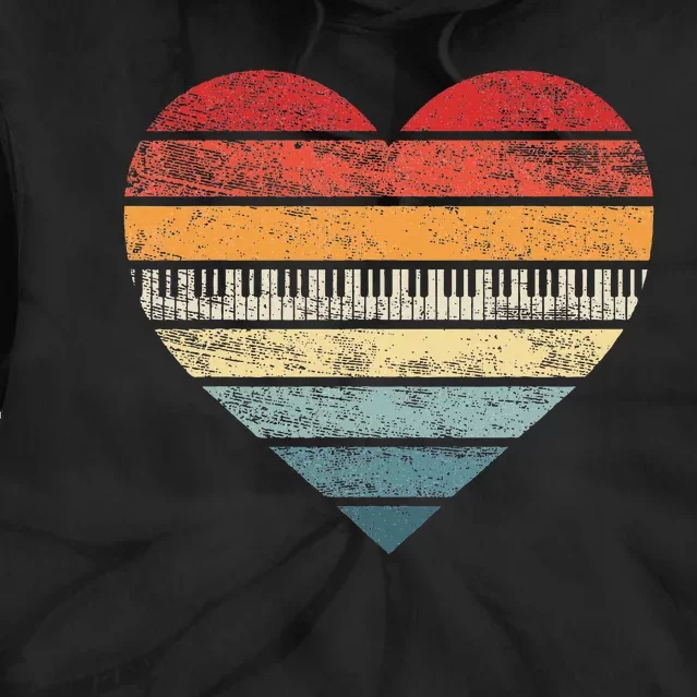 Pianist Gifts Retro Sunset Piano Keyboard Player Tie Dye Hoodie