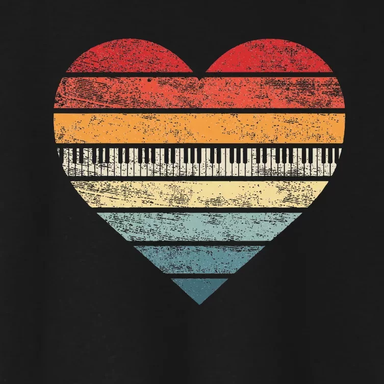 Pianist Gifts Retro Sunset Piano Keyboard Player Women's Crop Top Tee