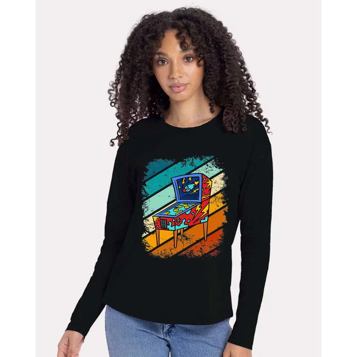 Pinball Gamer Retro Classic Arcade Machine Pin Ball Womens Cotton Relaxed Long Sleeve T-Shirt