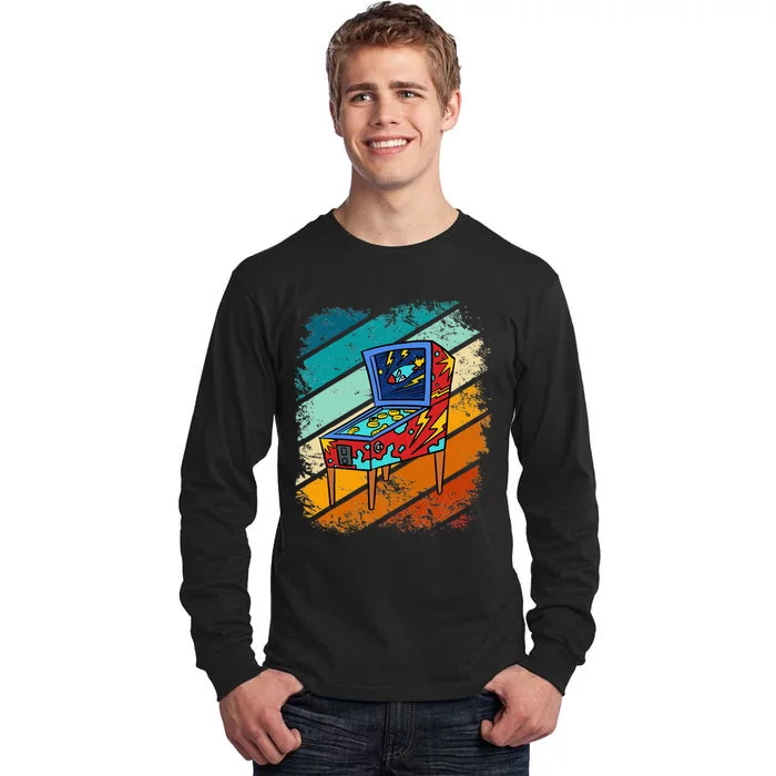 Pinball Gamer Retro Classic Arcade Machine Pin Ball Tall Long Sleeve T-Shirt