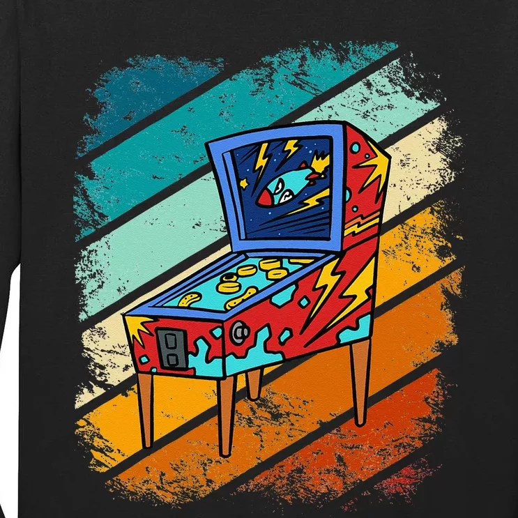 Pinball Gamer Retro Classic Arcade Machine Pin Ball Tall Long Sleeve T-Shirt