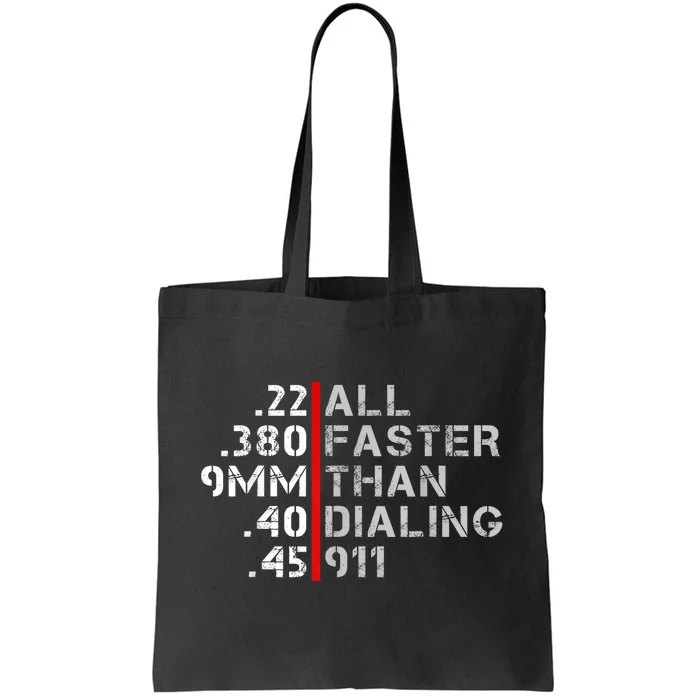 Pro Gun Rights Shirt Faster Than Dialing 911 Gun Lovers Tote Bag