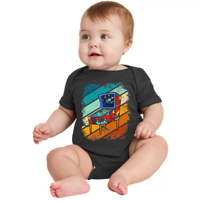 Pinball Gamer Retro Classic Arcade Machine Pin Ball Baby Bodysuit