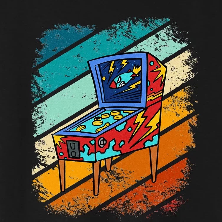 Pinball Gamer Retro Classic Arcade Machine Pin Ball Women's Crop Top Tee