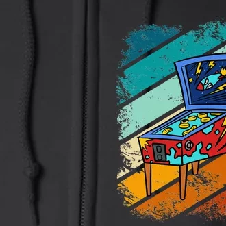 Pinball Gamer Retro Classic Arcade Machine Pin Ball Full Zip Hoodie