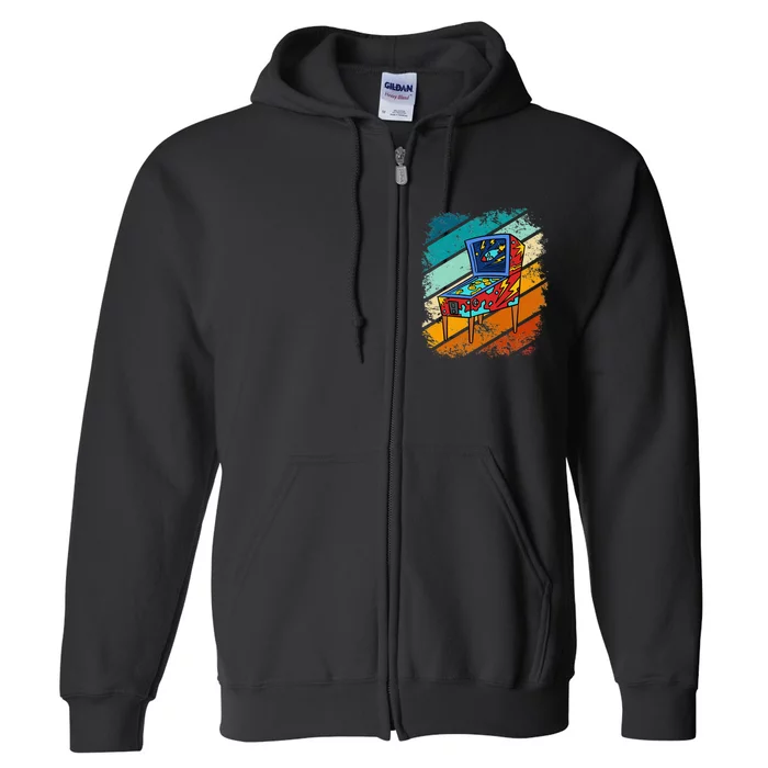 Pinball Gamer Retro Classic Arcade Machine Pin Ball Full Zip Hoodie