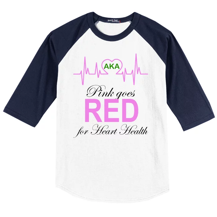 Pink Goes Red For Heart Health Baseball Sleeve Shirt