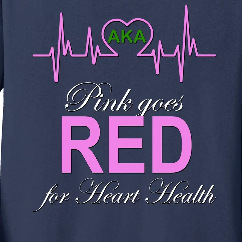 Pink Goes Red For Heart Health Kids Long Sleeve Shirt