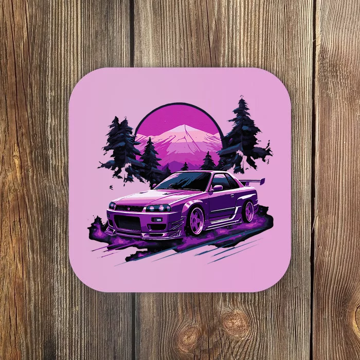 Purple Gt R 34 Skyline Jdm Car Enthusiast Coaster