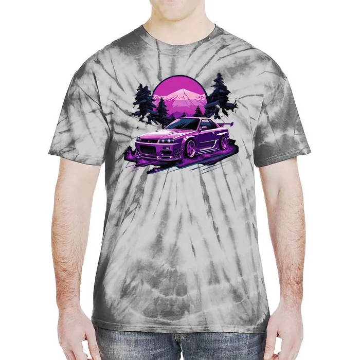 Purple Gt R 34 Skyline Jdm Car Enthusiast Tie-Dye T-Shirt