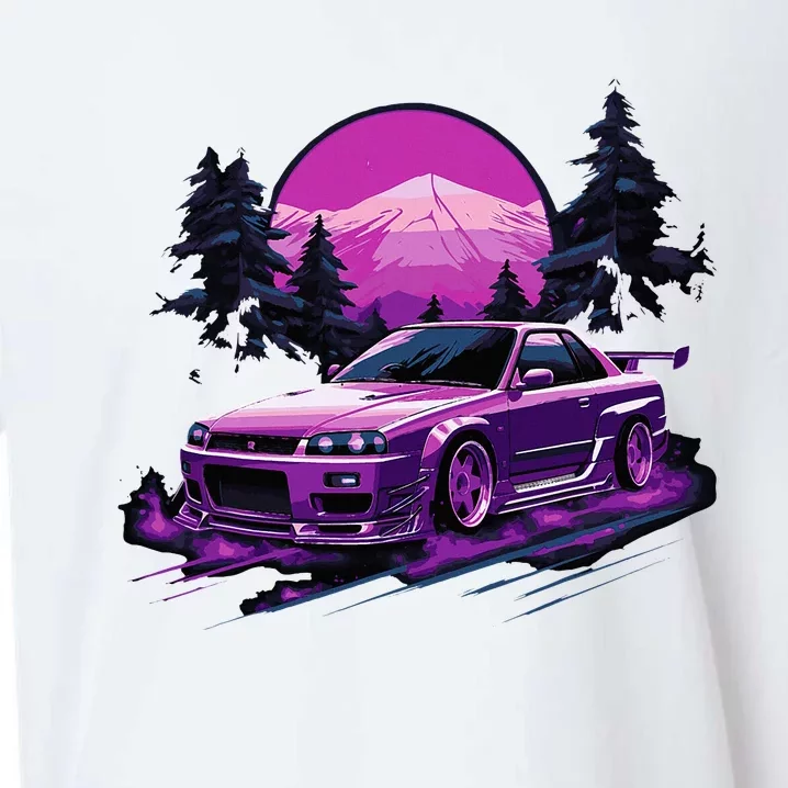 Purple Gt R 34 Skyline Jdm Car Enthusiast Sueded Cloud Jersey T-Shirt