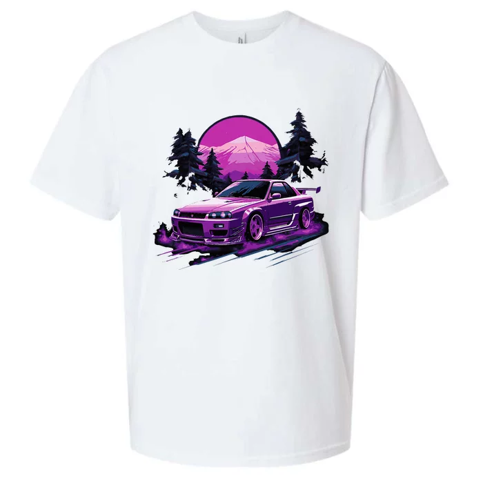 Purple Gt R 34 Skyline Jdm Car Enthusiast Sueded Cloud Jersey T-Shirt