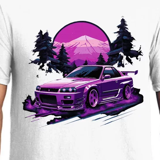 Purple Gt R 34 Skyline Jdm Car Enthusiast Pajama Set