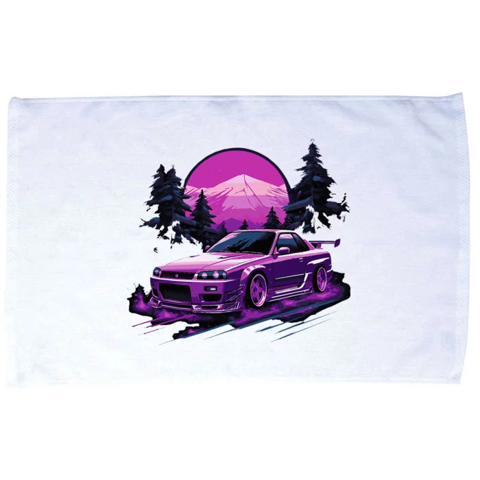 Purple Gt R 34 Skyline Jdm Car Enthusiast Microfiber Hand Towel