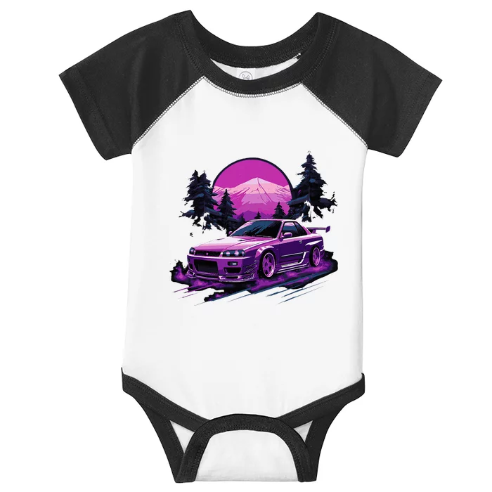 Purple Gt R 34 Skyline Jdm Car Enthusiast Infant Baby Jersey Bodysuit