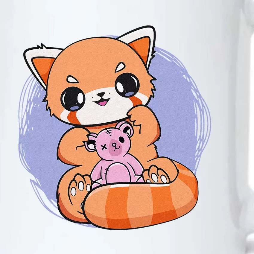 Pastel Goth Red Panda With Baby Teddy Bear Toy Cute Chibi Black Color Changing Mug