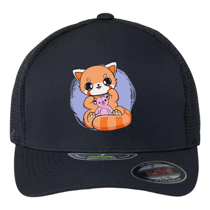 Pastel Goth Red Panda With Baby Teddy Bear Toy Cute Chibi Flexfit Unipanel Trucker Cap