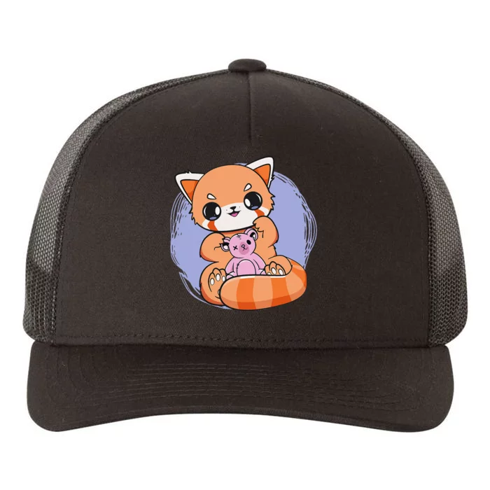 Pastel Goth Red Panda With Baby Teddy Bear Toy Cute Chibi Yupoong Adult 5-Panel Trucker Hat