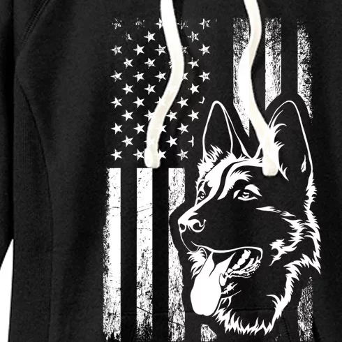 Patriotic German Shepherd AMERICAN FLAG Dog Lover Gift TShirt Women's Fleece Hoodie