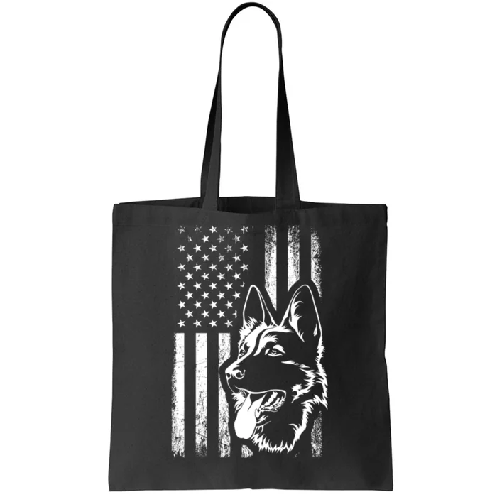 Patriotic German Shepherd AMERICAN FLAG Dog Lover Gift TShirt Tote Bag