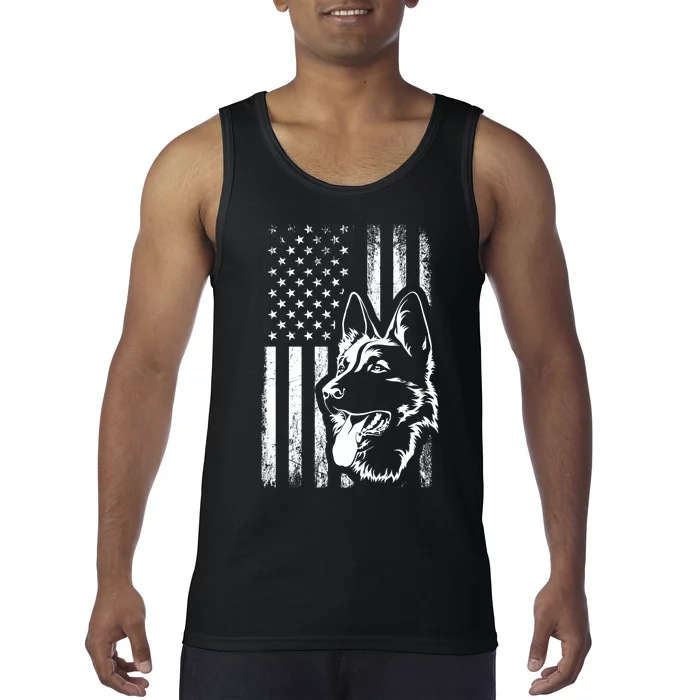 Patriotic German Shepherd AMERICAN FLAG Dog Lover Gift TShirt Tank Top