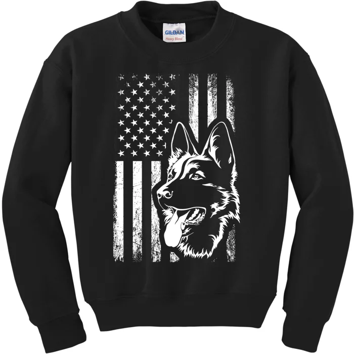 Patriotic German Shepherd AMERICAN FLAG Dog Lover Gift TShirt Kids Sweatshirt