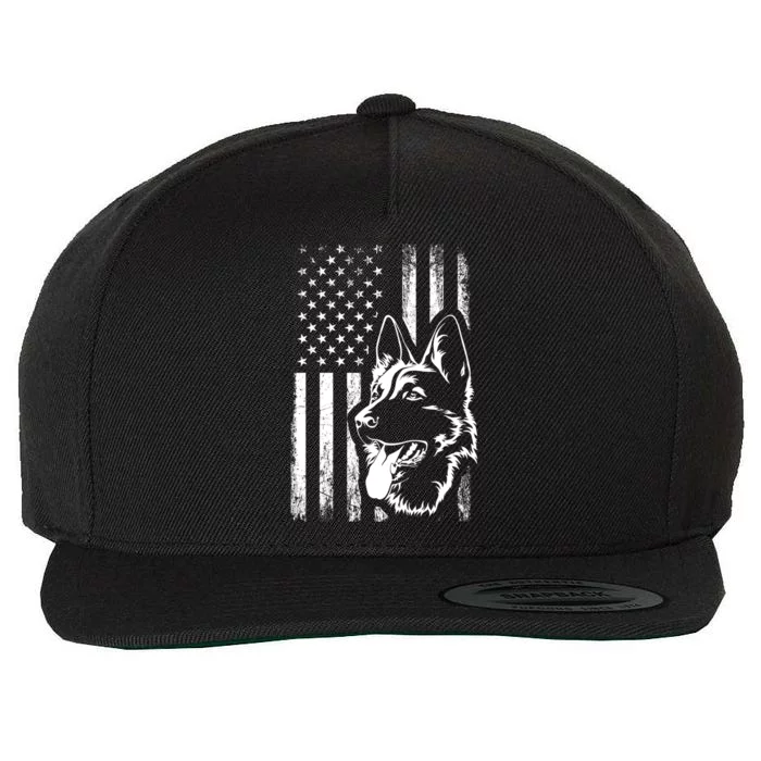 Patriotic German Shepherd AMERICAN FLAG Dog Lover Gift TShirt Wool Snapback Cap