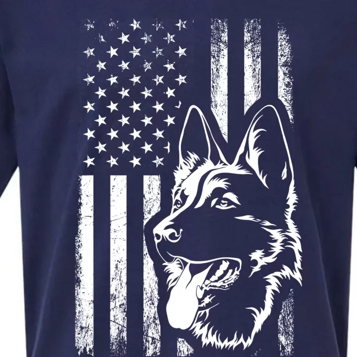 Patriotic German Shepherd AMERICAN FLAG Dog Lover Gift TShirt Sueded Cloud Jersey T-Shirt