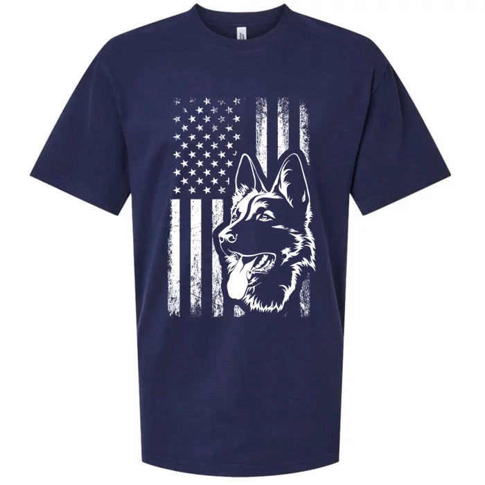 Patriotic German Shepherd AMERICAN FLAG Dog Lover Gift TShirt Sueded Cloud Jersey T-Shirt