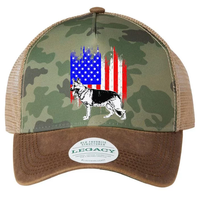 Patriotic German Shepherd American Flag Dog Lover Gift Legacy Tie Dye Trucker Hat