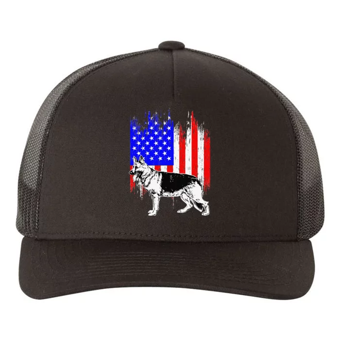 Patriotic German Shepherd American Flag Dog Lover Gift Yupoong Adult 5-Panel Trucker Hat