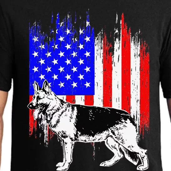 Patriotic German Shepherd American Flag Dog Lover Gift Pajama Set