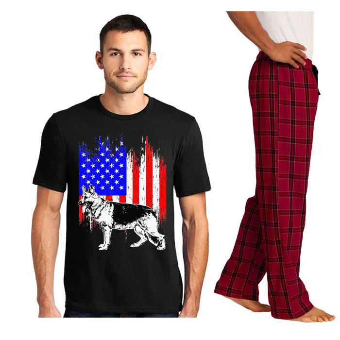 Patriotic German Shepherd American Flag Dog Lover Gift Pajama Set