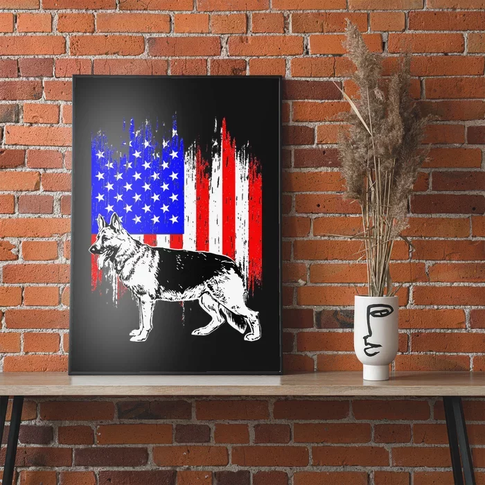 Patriotic German Shepherd American Flag Dog Lover Gift Poster