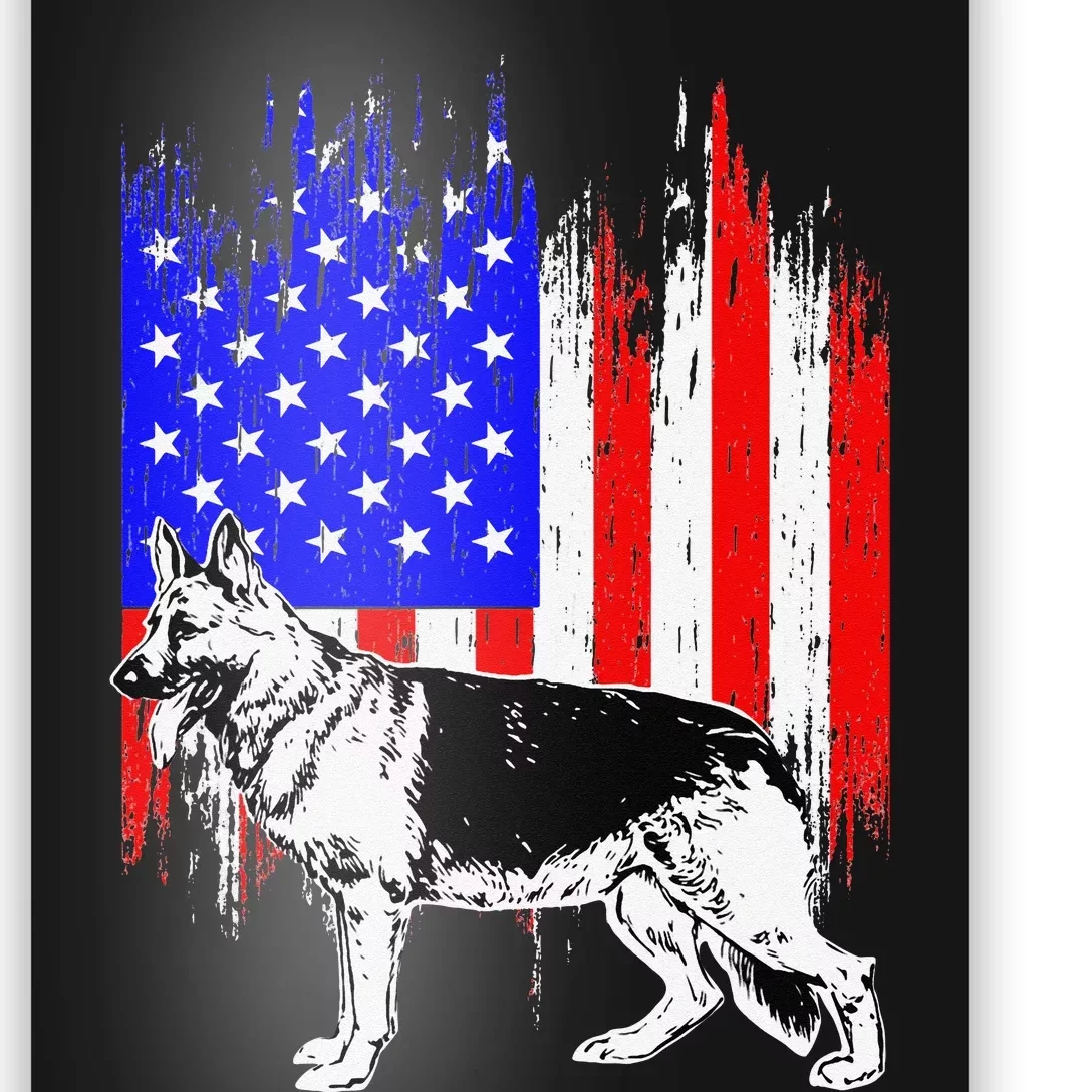 Patriotic German Shepherd American Flag Dog Lover Gift Poster