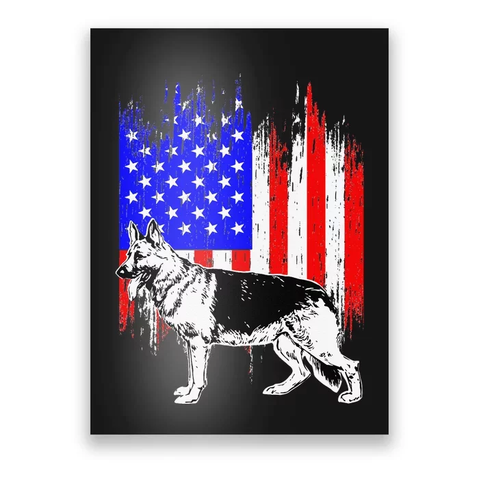 Patriotic German Shepherd American Flag Dog Lover Gift Poster