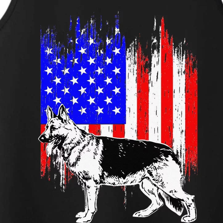 Patriotic German Shepherd American Flag Dog Lover Gift Performance Tank