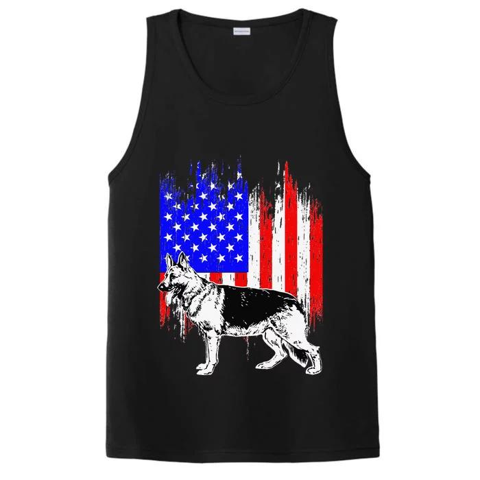 Patriotic German Shepherd American Flag Dog Lover Gift Performance Tank