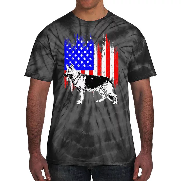 Patriotic German Shepherd American Flag Dog Lover Gift Tie-Dye T-Shirt